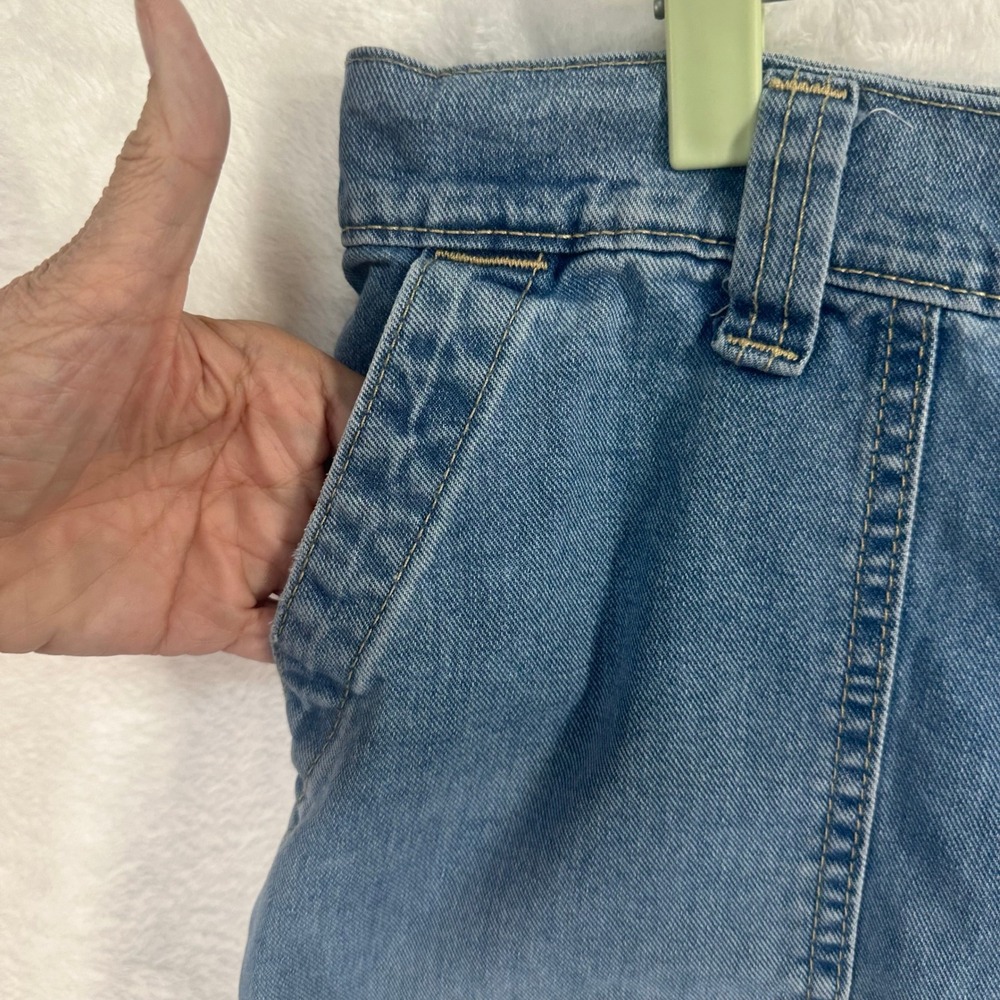 Old Navy High Rise OG Chino Pants Women XL Blue Denim Elastic Waist Tapered - Picture 2 of 7
